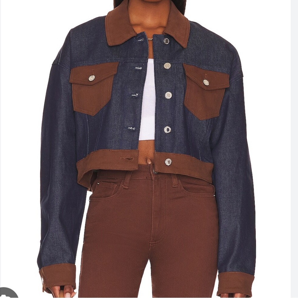 Color block denim jacket